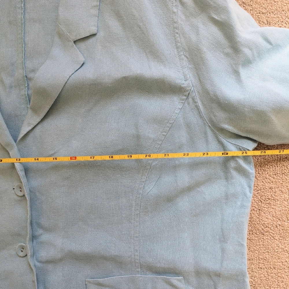 Eileen Fisher 100% Linen Blazer Jacket 1X Aqua Summer Coastal Work Lagenlook - Picture 5 of 7